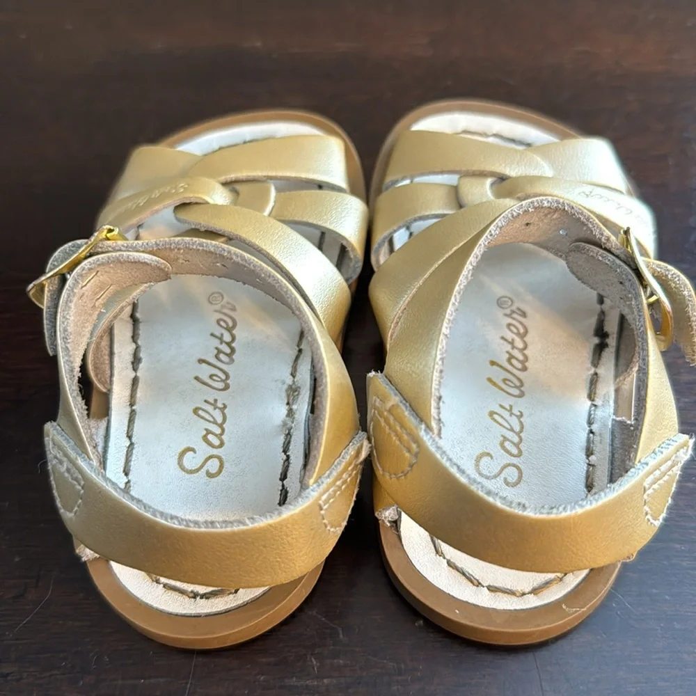 Salt Water Sandals by Hoy Gold Toddler Girls Leather Sandals